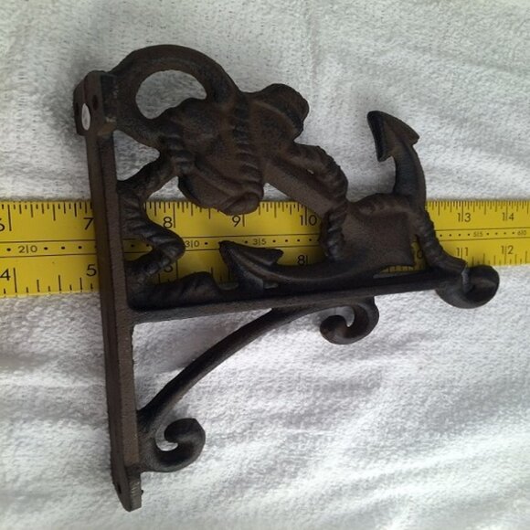 Anchor Plant Hanger Rustic Brown Raw Cast Iron Nautical 7 1/2" tall 0170-09513 R - Picture 15 of 16